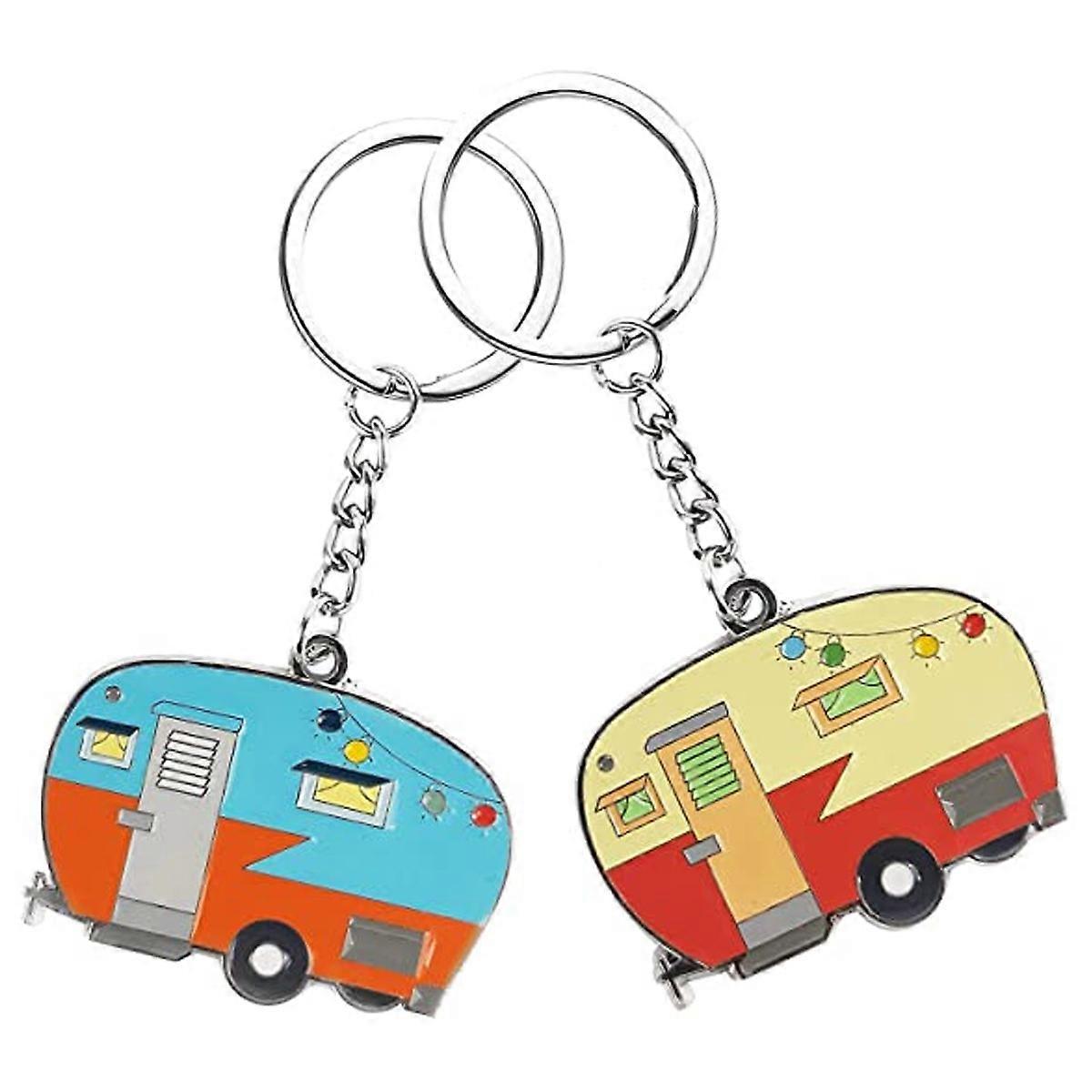 Sztxj Camper Keychain Happy RV Camper Keyring RV Keychain Couples Keychain Set Camping Gifts for Men Women Teenager Camper Lover Travel Trailers Va...