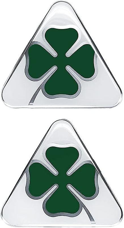 Xcy Alfa Romeo 3D Sticker 2 Four-Leaf Clovers DX+SX, Green and White, Set of 2, 6.5*7.3cm