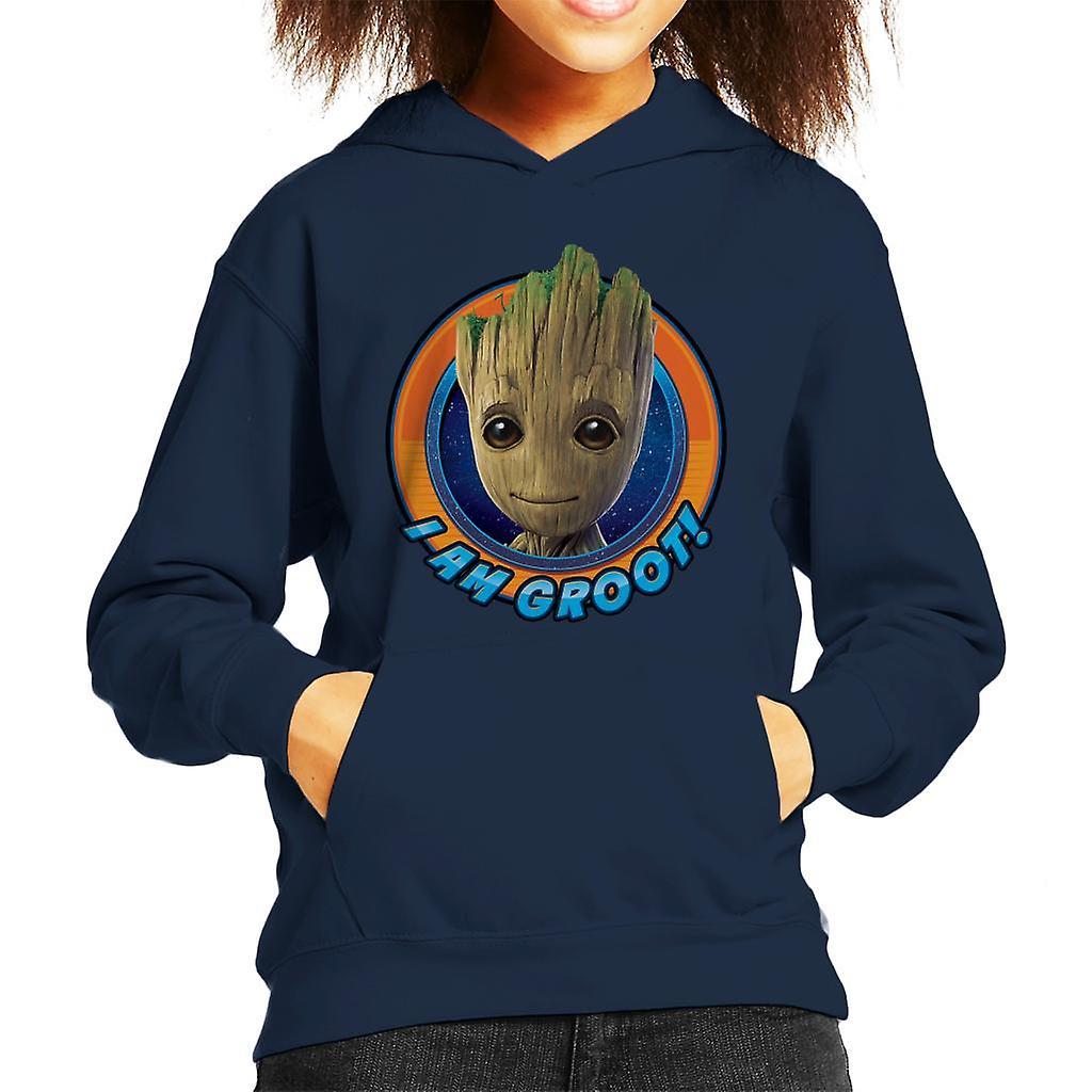 Marvel Guardians Of The Galaxy Vol 2 I Am Groot Smiling Kid's Hooded Sweatshirt Navy Blue Small (5-6 yrs)