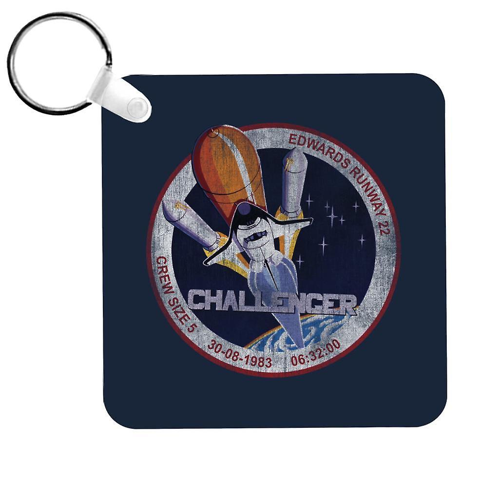 NASA STS 6 Challenger Mission Badge Distressed Keyring Navy Blue 5cm x 5cm