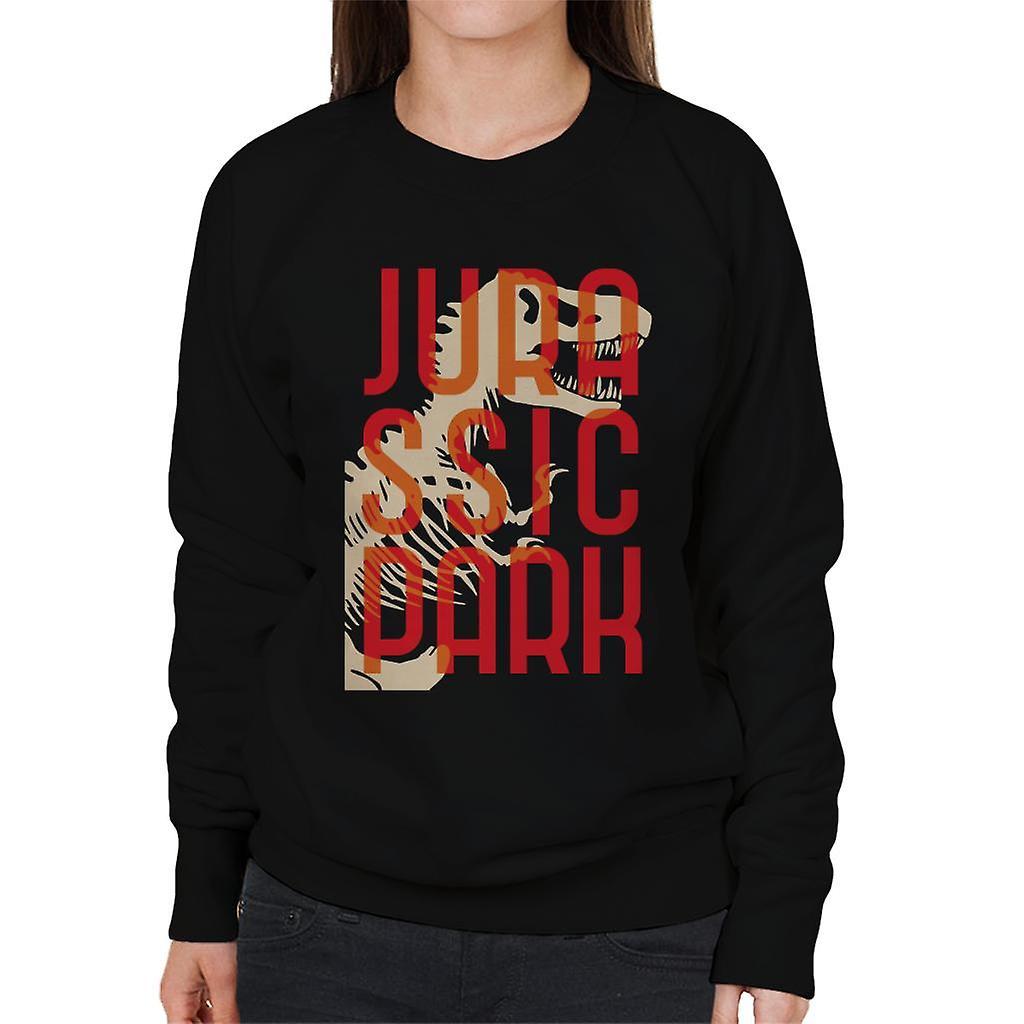 Jurassic Park Oversized Red Text Women's Sweatshirt Black Large