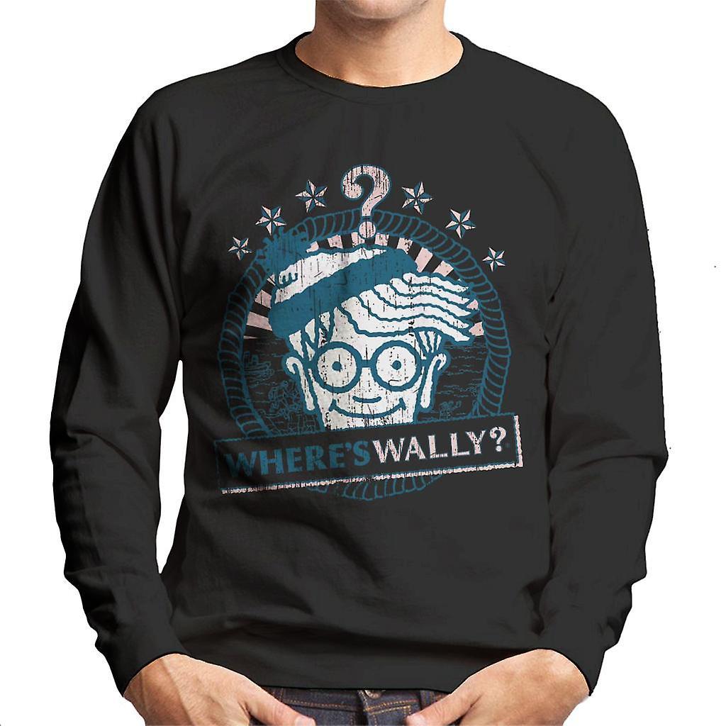 Wheres Wally Where's Wally Vintage Design Men's Sweatshirt Black Large