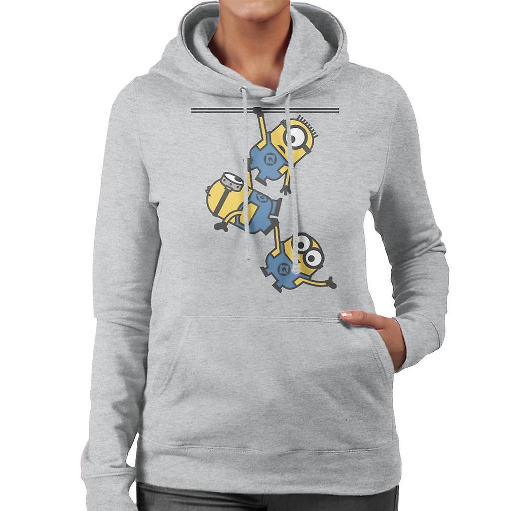 Despicable Me Bob Stuart And Dave The Minions Hanging Women's Hooded Sweatshirt Heather Grey Large