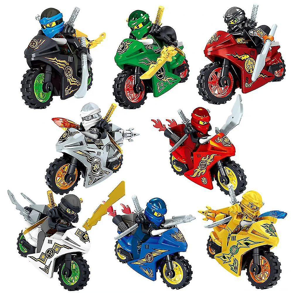 Mlsilm 8pcs/set Phantom Series Motorcycle Ninjago Building Block Toy Puzzle Action Doll Toys