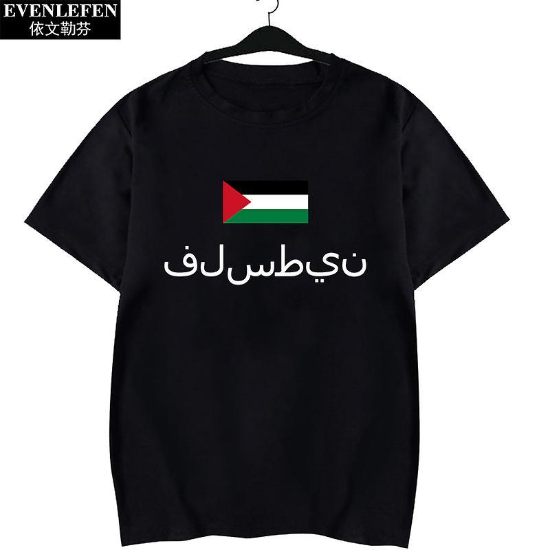 Roobeki Palestinian Rocket Flag Short-sleeved T-shirt Pure Cotton Half-sleeved Clothes black L