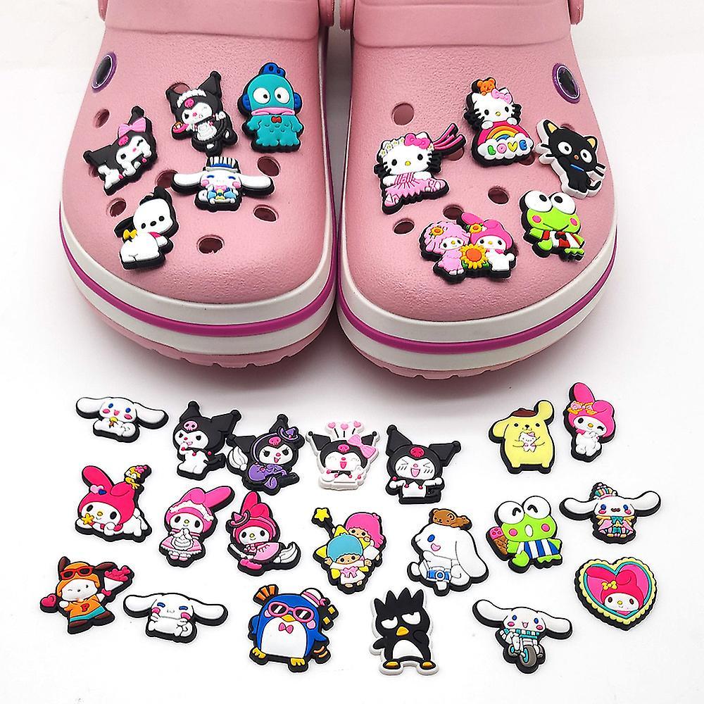 Vicbuy 30pcs Cute Kuromi My Melody Keroppi Cinnamoroll Beach Shoes Charms For Crocs Clog Sandals Decoration Accessories Gifts