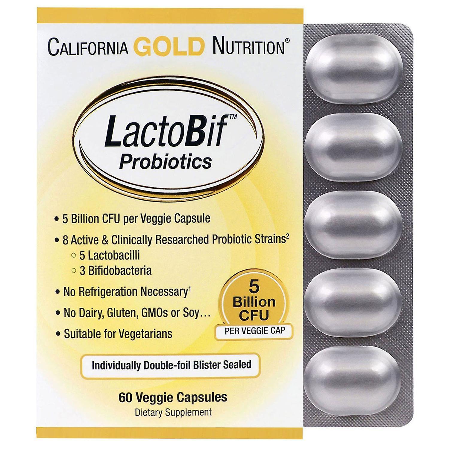 California Gold Nutrition, LactoBif Probiotics, 5 Billion CFU, 60 Veggie Capsule