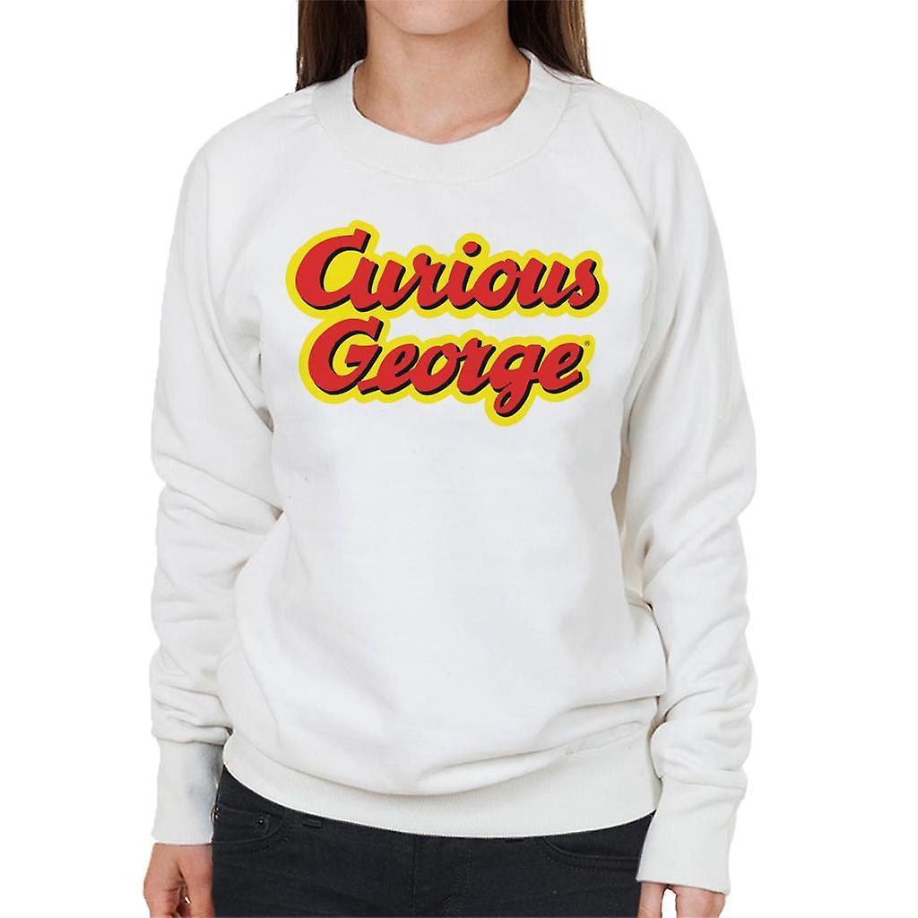 Curious George Big Outlined Logo Font Women's Sweatshirt White XX-Large