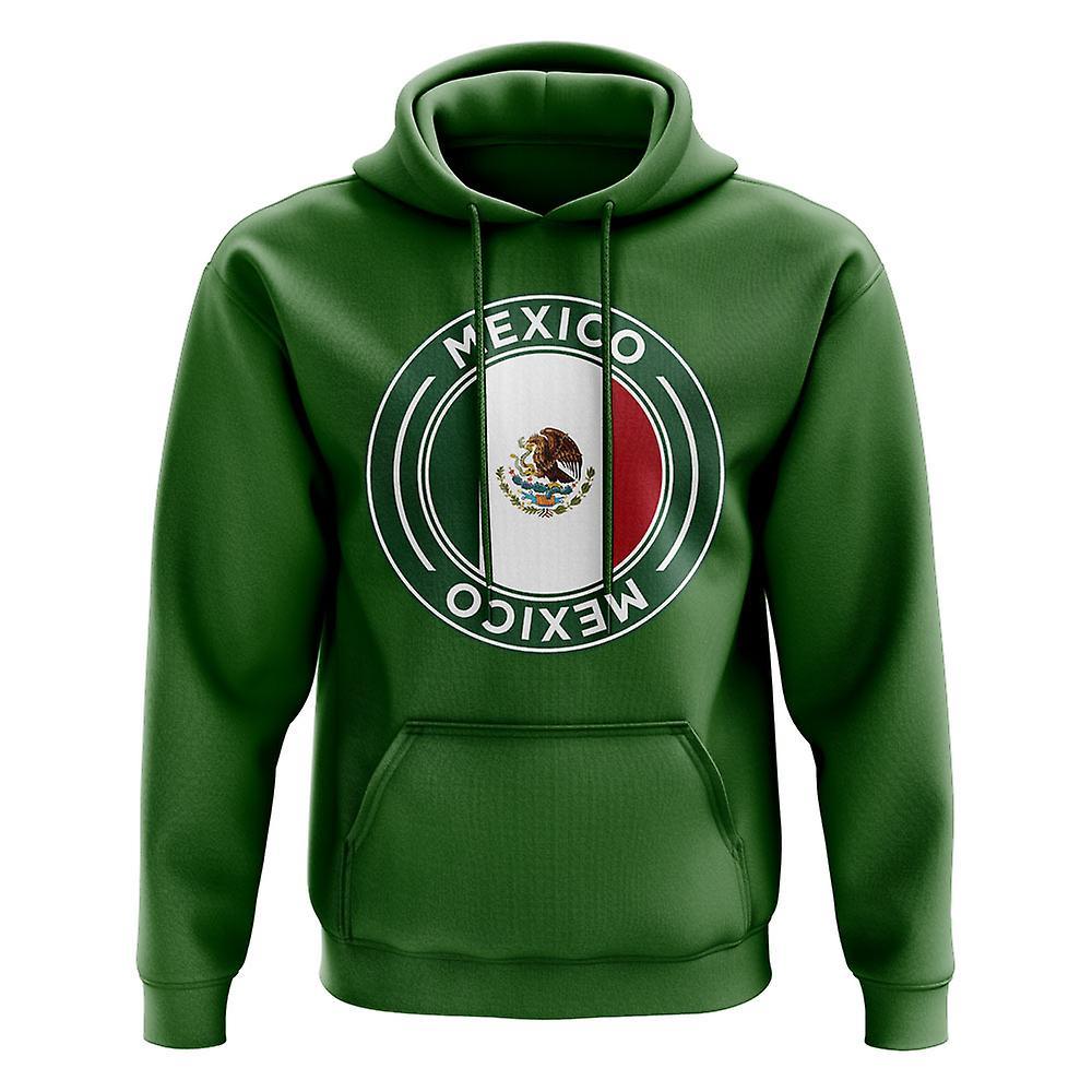 UKSoccerShop Mexico Football Badge Hoodie (Green) XLB (12-13 Years)