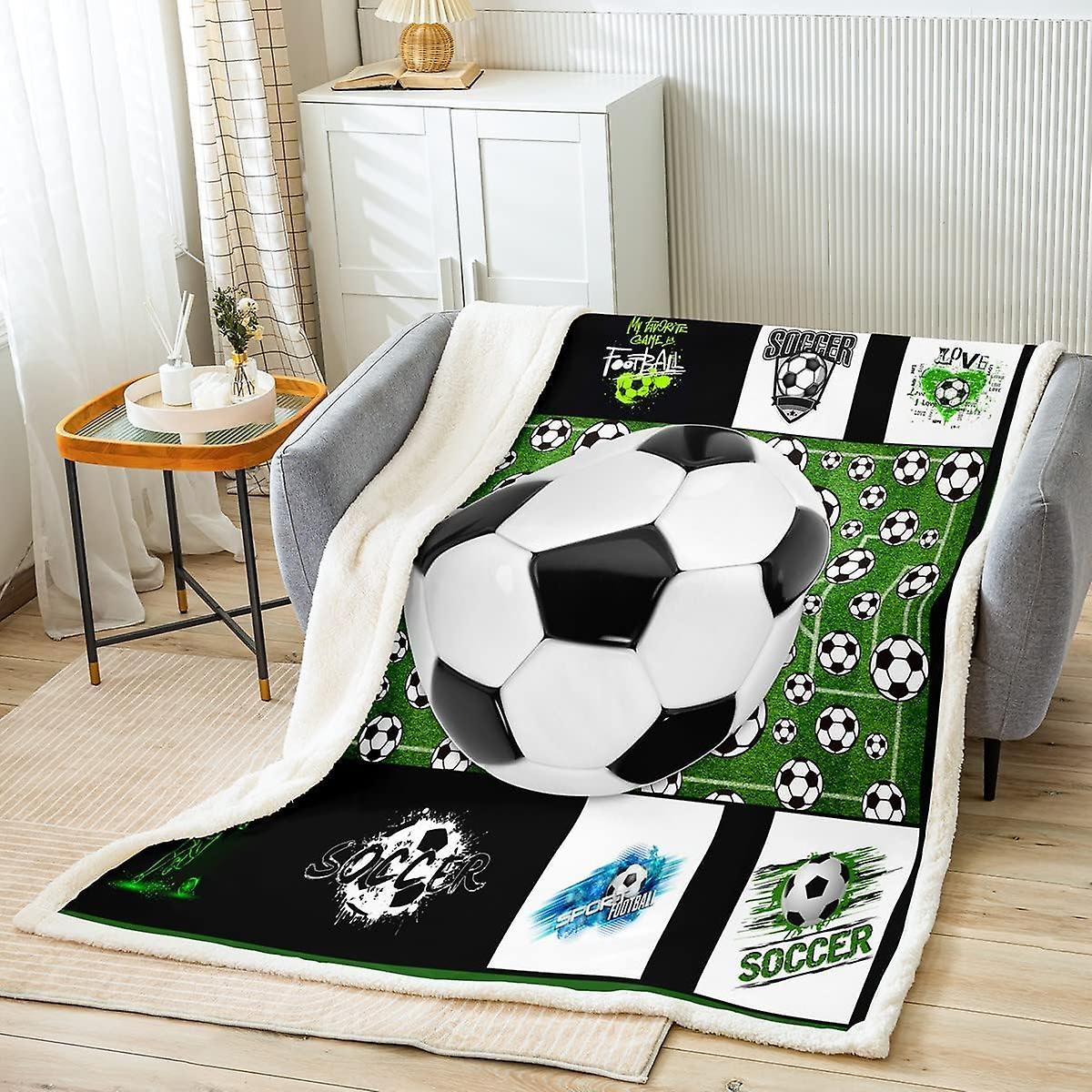 Kerota Soccer Ball Fleece Throw Blanket Boys Football Sherpa Blanket for Kids Boys Girls Sports Plush Blanket Ball Games Fuzzy Blanket for Bed Sofa...