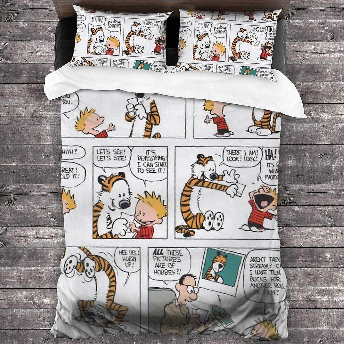 Kerota Bed Sheets Calvin and Hobbes Duvet Cover Soft Microfiber Home Decor Bedding Duvet Cover Set and Pillowcases, Bedding Set 135*200 CM Single13...