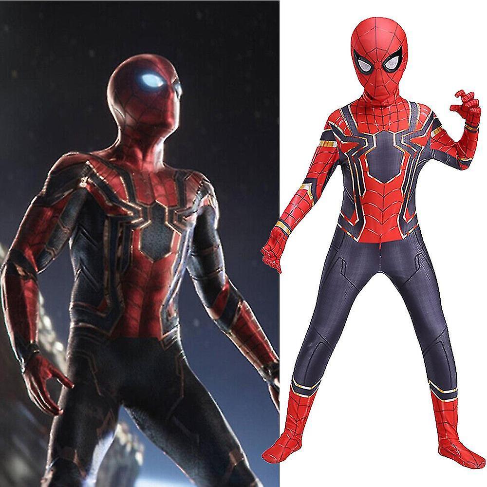 Shinestar Spider-man: No Way Home Iron Spiderman Cosplay Costume Fancy Dress Up Jumpsuit Kids Boys Halloween Party Zentai Bodysuit 4-5 Years