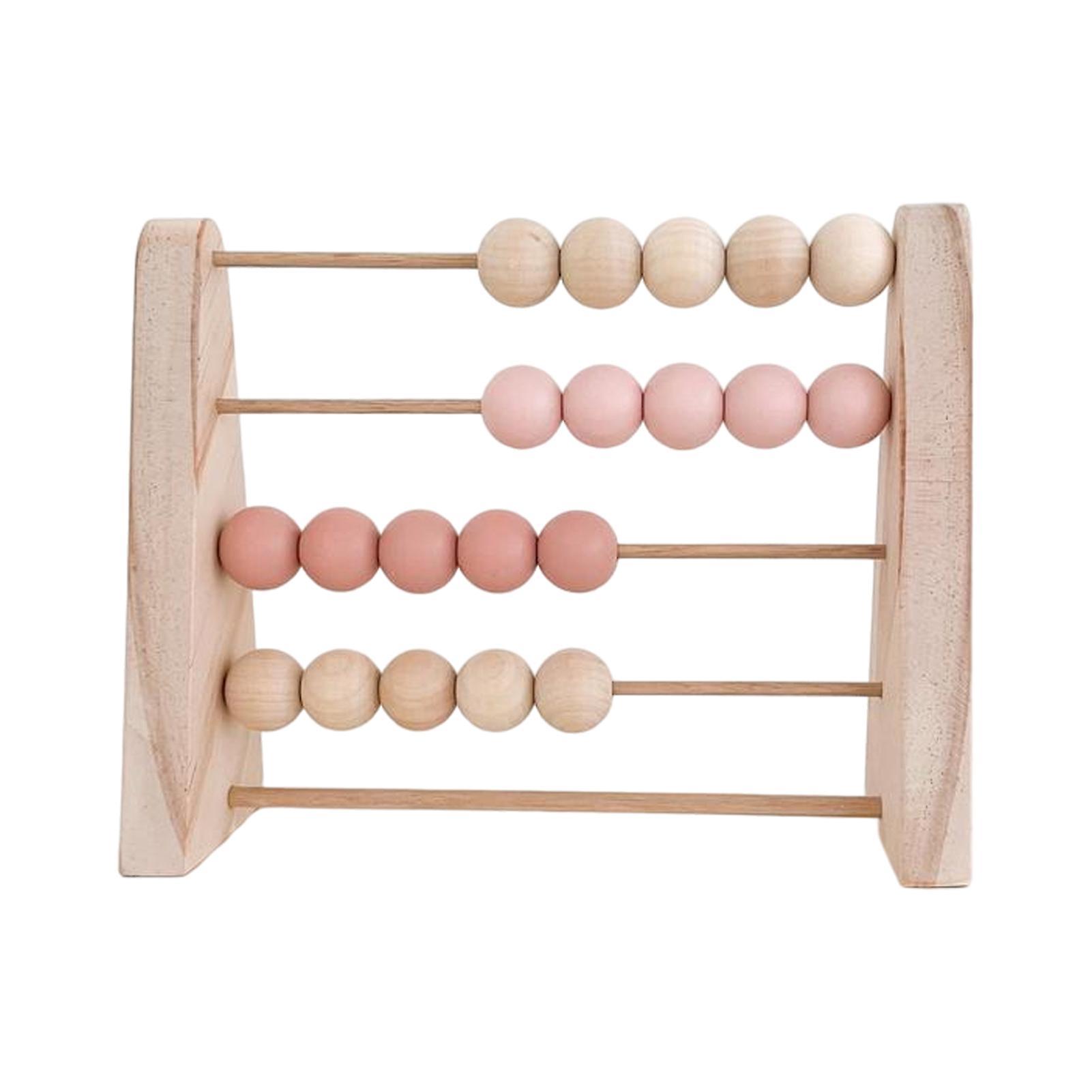 Leadrop Baby Abacus Beads Educational Eco-friendly Wood Minimalist Design Kids Abacus Home Decor Pink