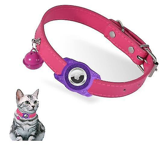 Tianzun Airtag Cat Collar, Waterproof Cat Collar With Airtag Holder, Adjustable Leather Cat Collar For Kittens Puppies Purple