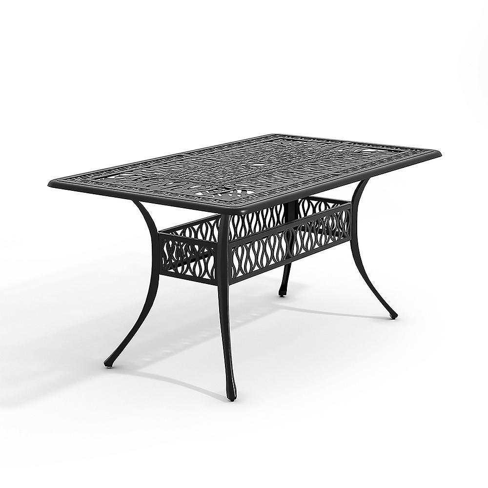 Living And Home Vintage Rectangular Cast Aluminum Garden Bistro Table Black