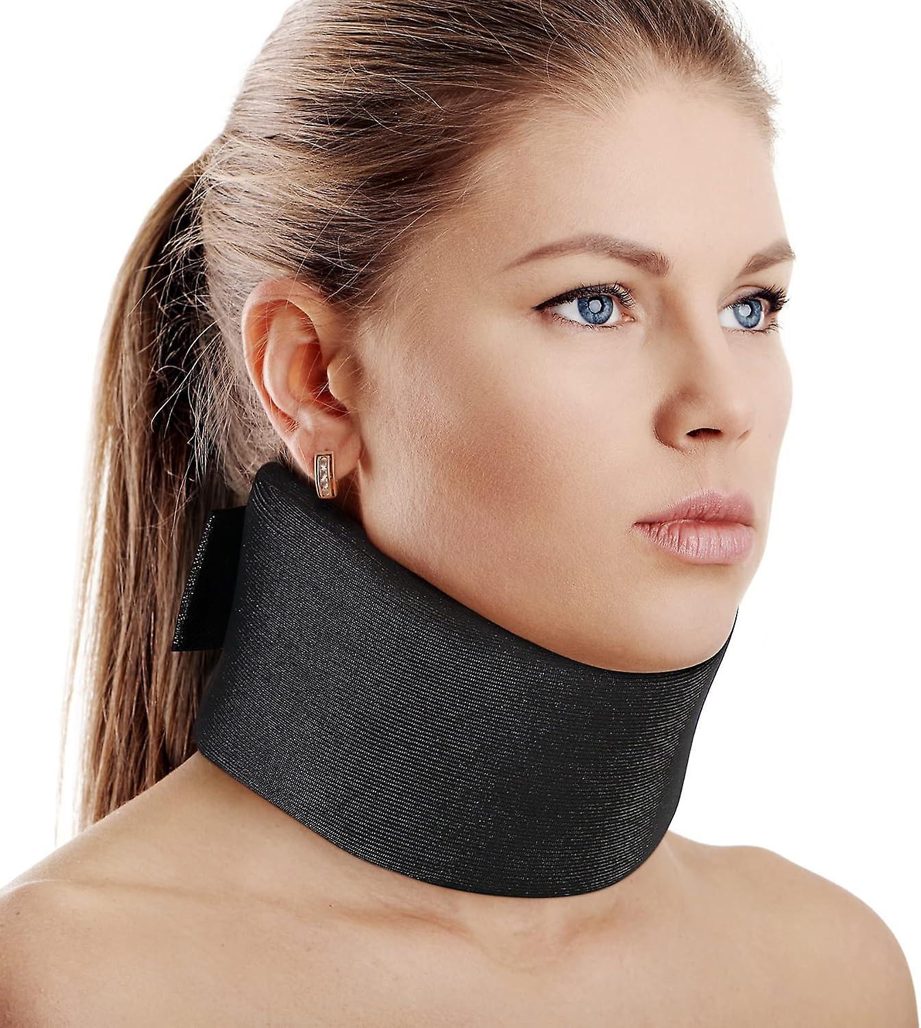 Frusde Soft Foam Neck Brace, Universal Cervical Collar, Neck Support Adjustable Foam Neck Brace Sleeping Soft Neck Collar For Relieving Pain Black S