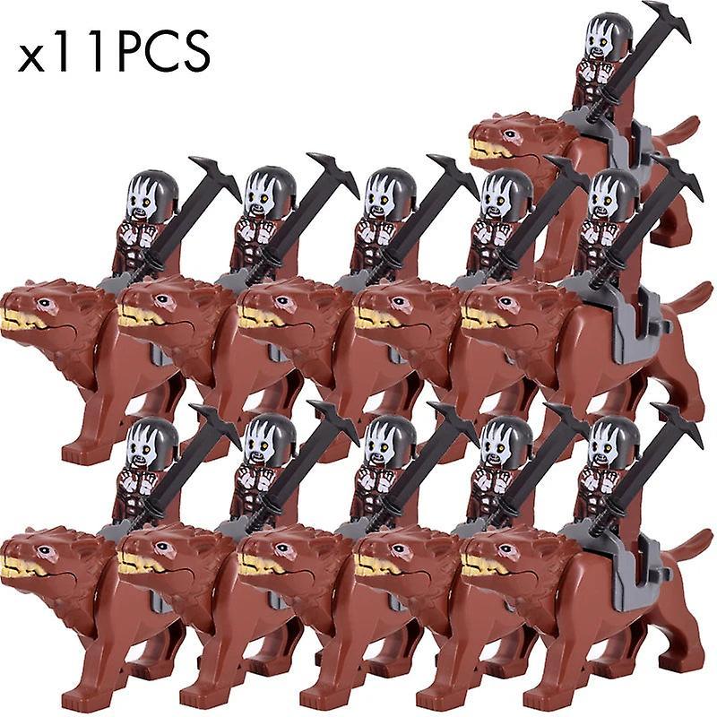 Moc Medieval Lotr Figures Orc Soldiers Raider Vargr Wolf Elephant Mount Knights Building Blocks Bricks Toys For Children Gifts Set 45