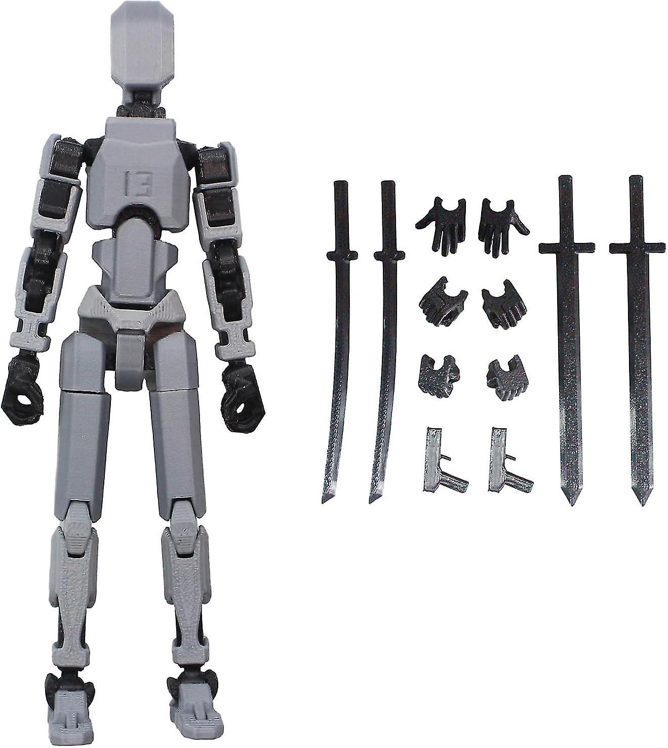 Newway T13 Action Figure, Titan 13 Action Figure, 3D Printed Multi-Jointed Movable T13 Action Figure, T13 Action Figure Desktop DecorNumber 2 Grey