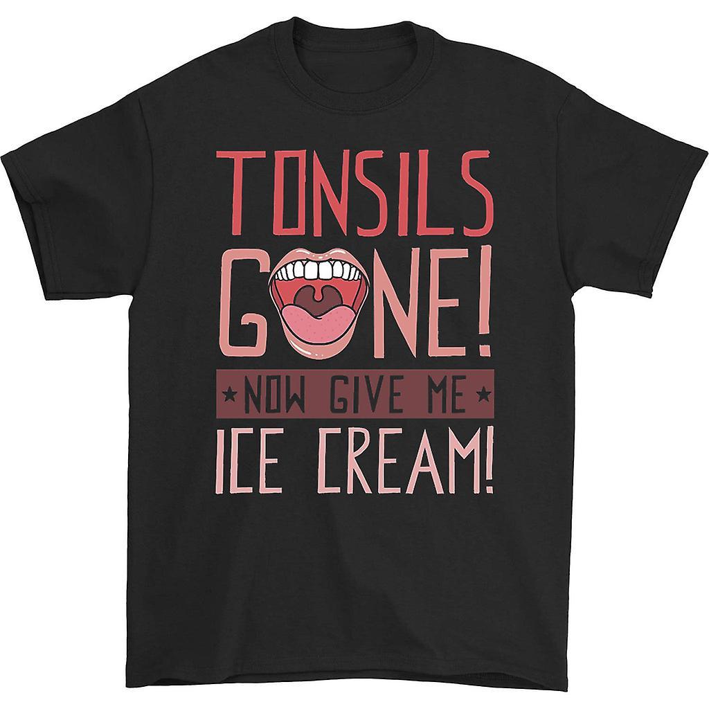 HISHARK Tonsils gone now give me ice cream t-shirt Black L