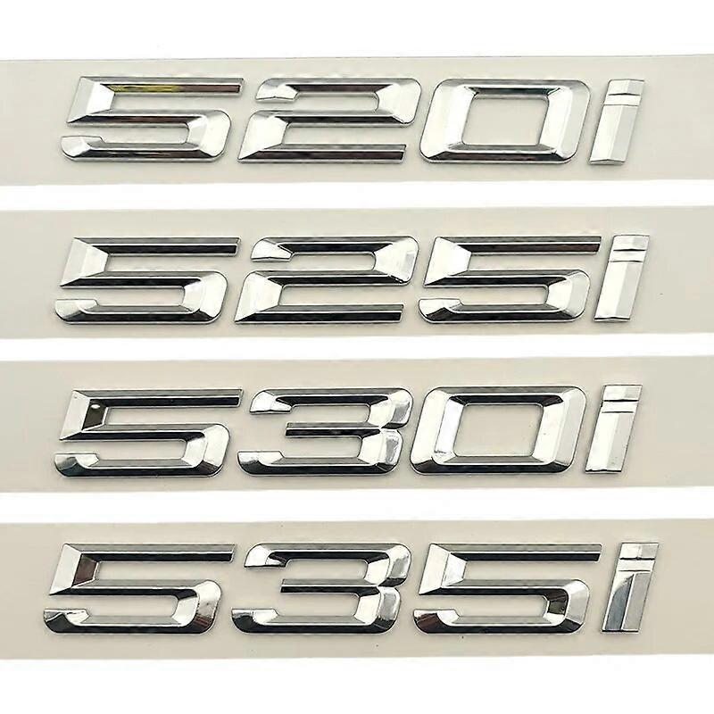 Hikig 3D Car Trunk Emblem Logo Badge For BMW Lettering 520i 525i 535i 540i 550i 530i E60 E39 F10 E34 G30 Letters Sticker Accessories Chrome