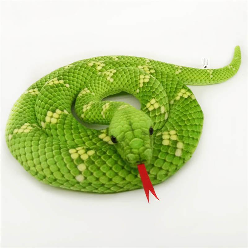 Dinoply 280cm Simulation Snakes Plush Toy: Stuffed Animal Snake Plushie, Long Anaconda Design For Tricky Games, Halloween Kids Boys Gift Decor Green