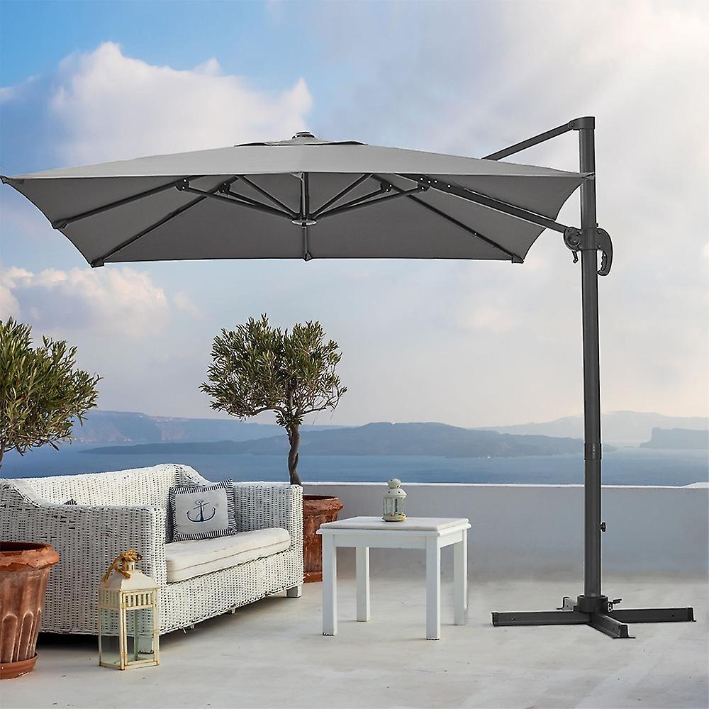 Living And Home 2.5M Cantilever Garden Parasol Umbrella Crank and Tilt Grey