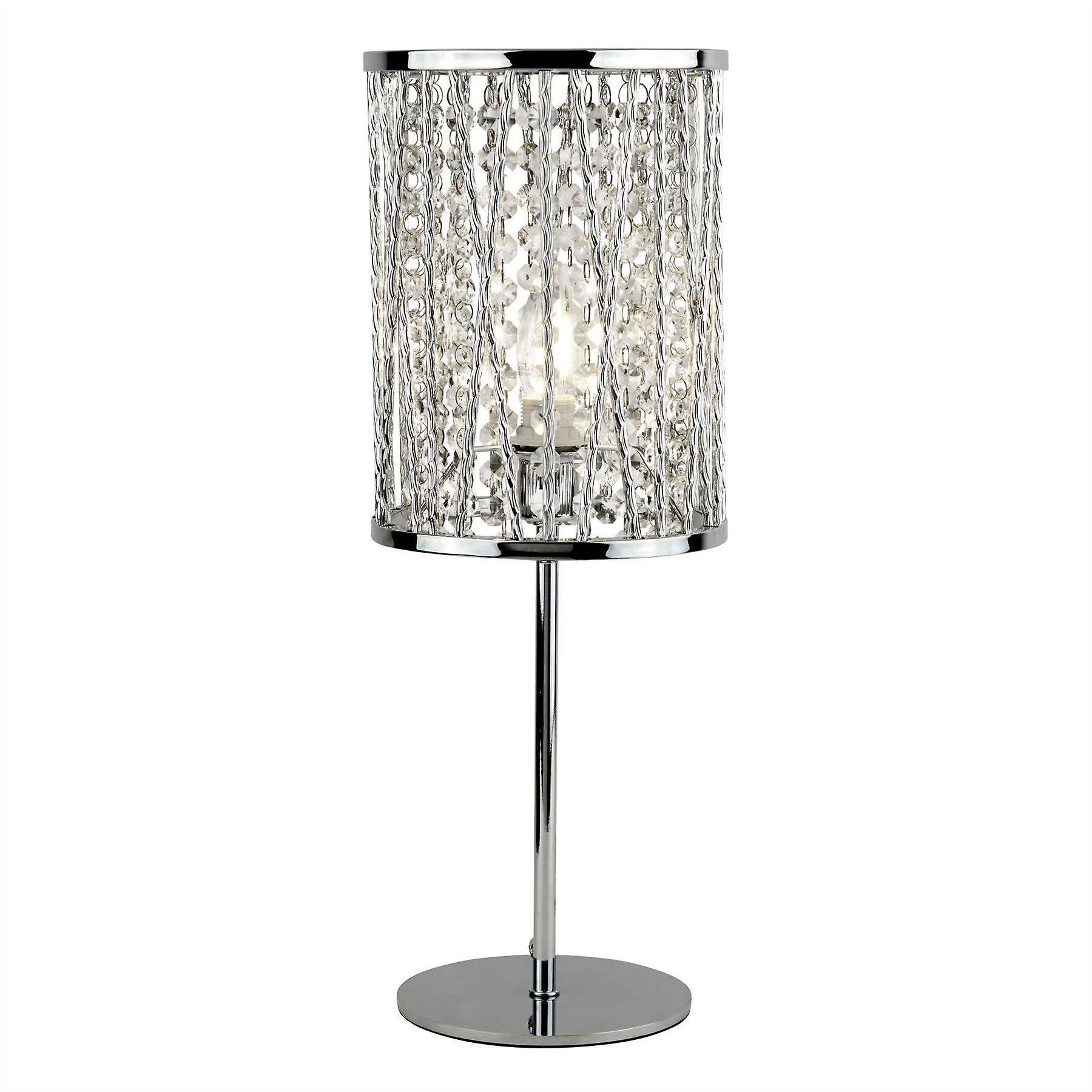 Searchlight Lighting Elise 1 Light Table Lamp Chrome, Crystal Drops, E14