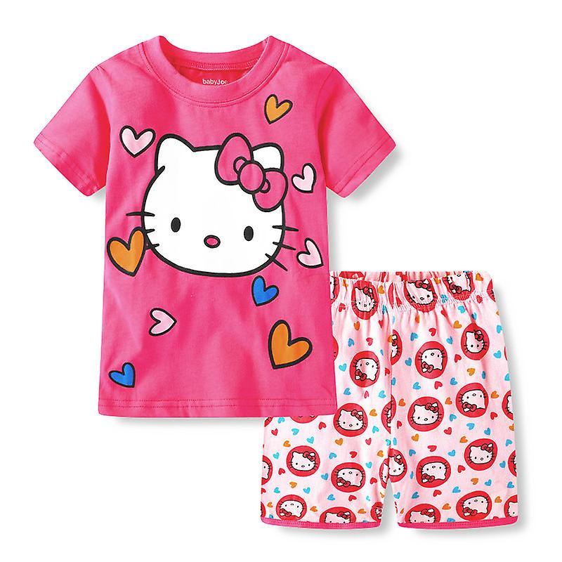 Vicbuy Gifts Pyjamas Frozen/Sofia/Hello Kitty Printed Tops+Shorts Nightwear Loungewear Sleepwear Outfit Set 4-7 Years Kids Girls 1024