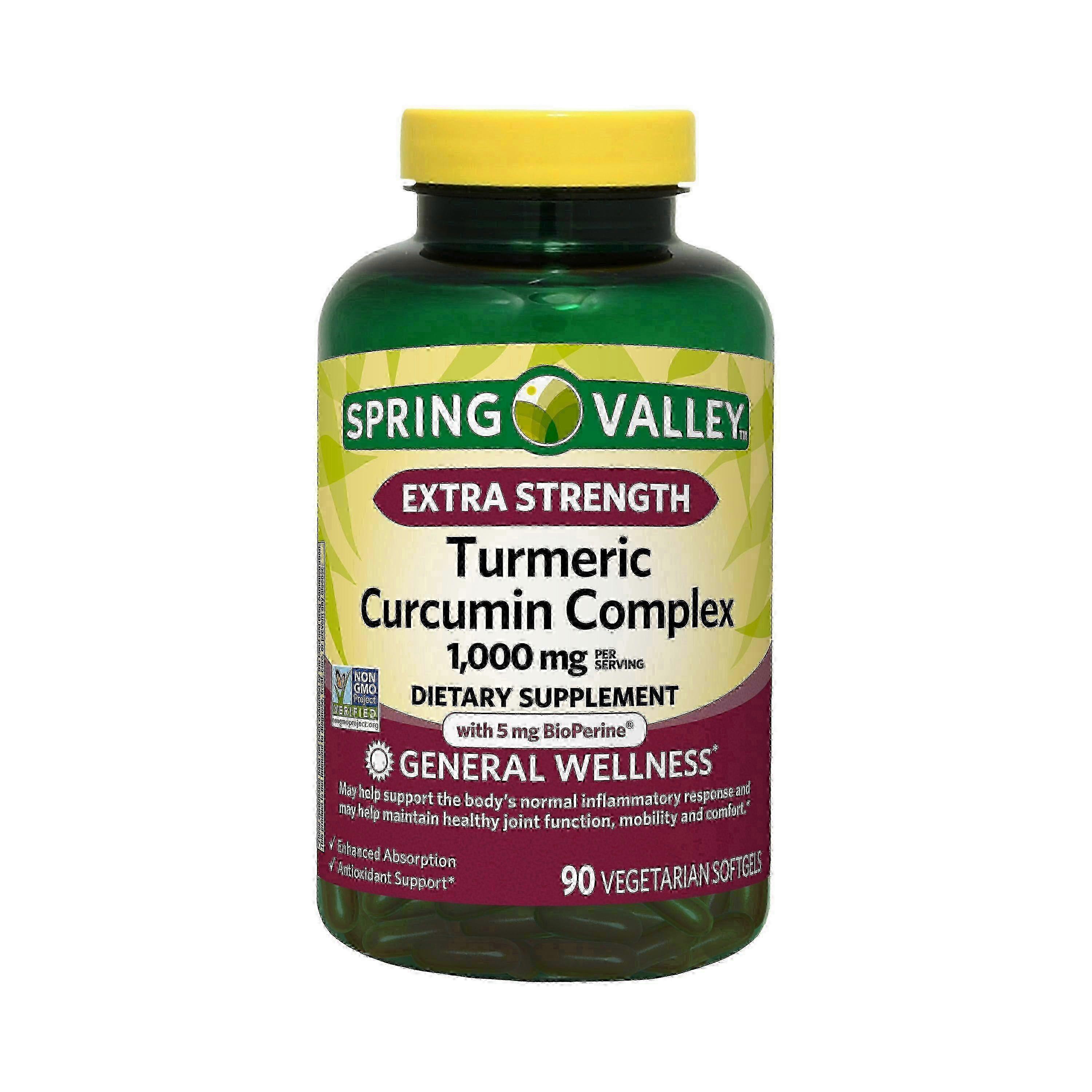 Spring Valley Turmeric Curcumin Complex, 1000 Mg, Diet Supplement, Extra Strength, 90 Ea