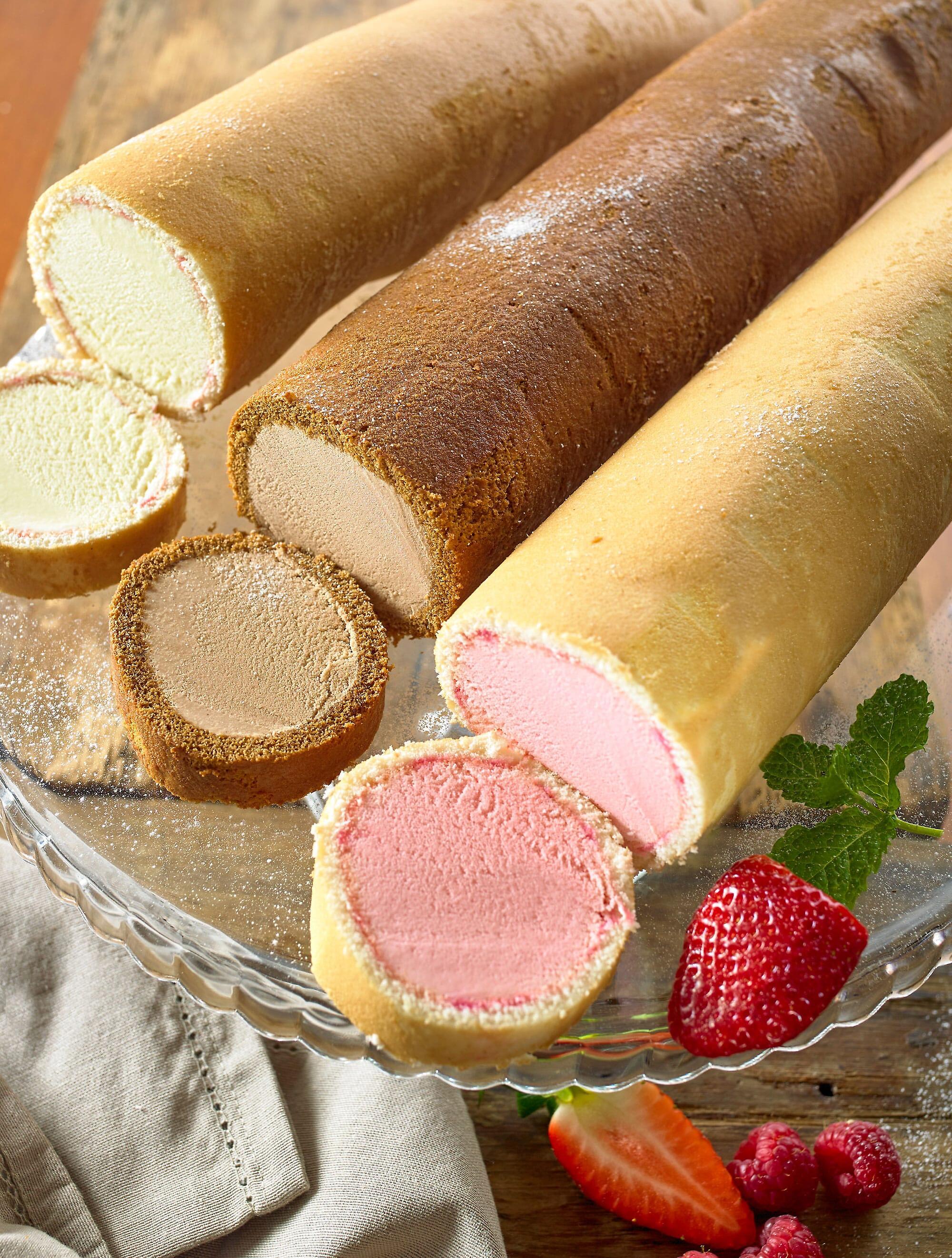 Cooldelight Raspberry Ice Cream Sponge Rolls