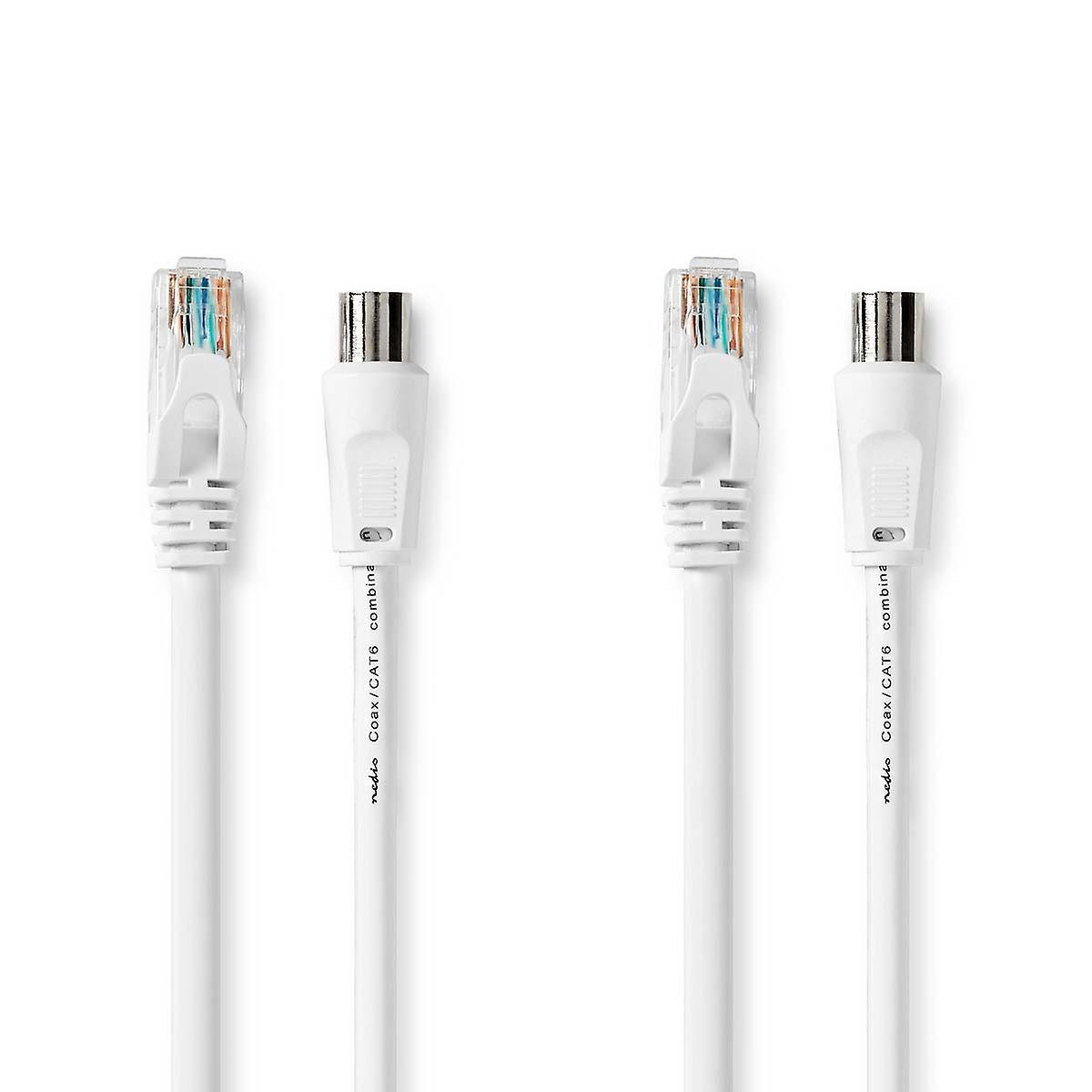 Nedis Coax & Cat6 Combi Cable | IEC (Coax) Male / RJ45 Male | IEC (Coax) Female / RJ45 Male | Nickel Plated