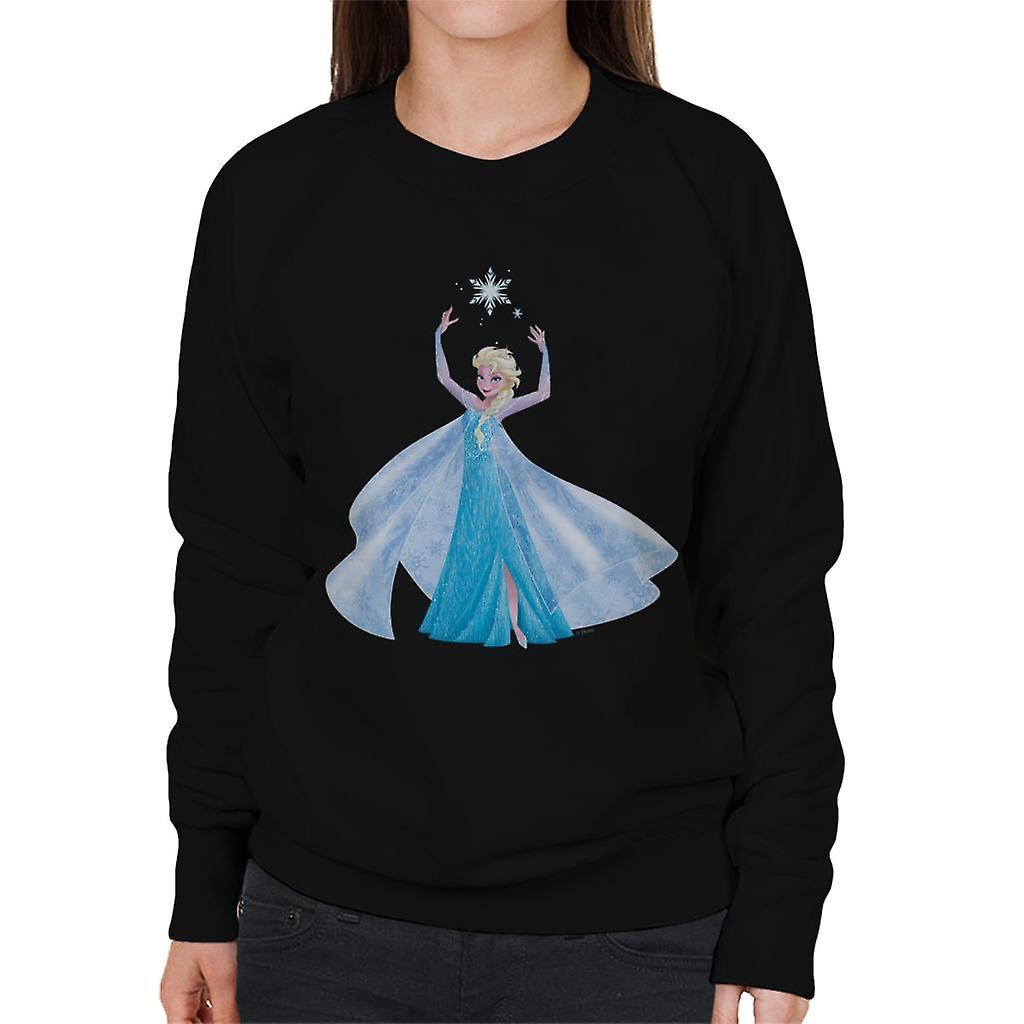 Disney Frozen Elsa Ice Dress Snowflake Women's Sweatshirt Black Small