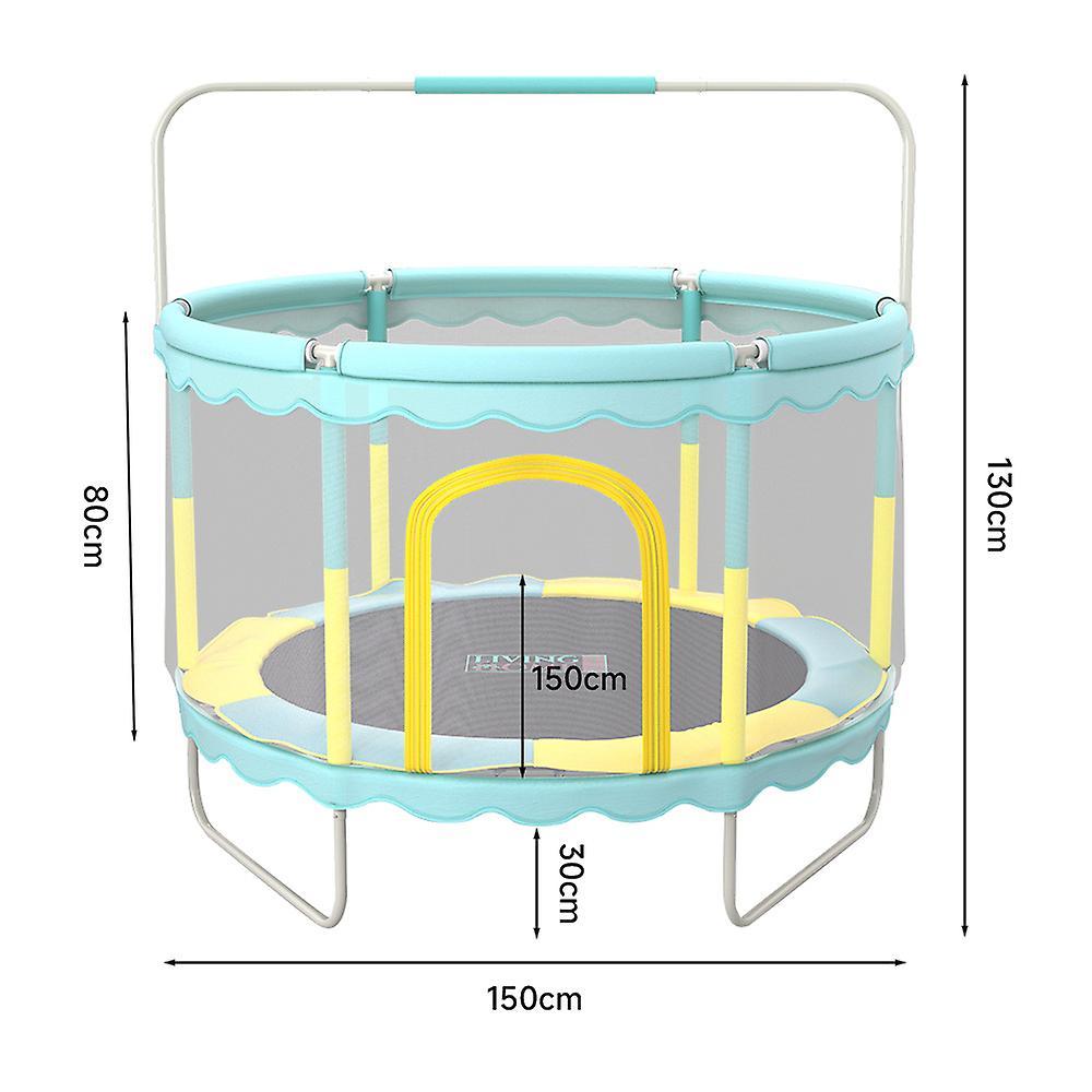 Living And Home Light Blue Round Trampoline with Safety Net Enclosure and Padded Balance Bar