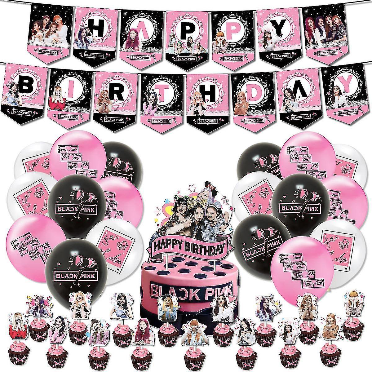 Sbdy 2024,Blackpink Party  Supplies  For Fans Birthday Party Decorations - 1 Party Banner 18 Party Balloon