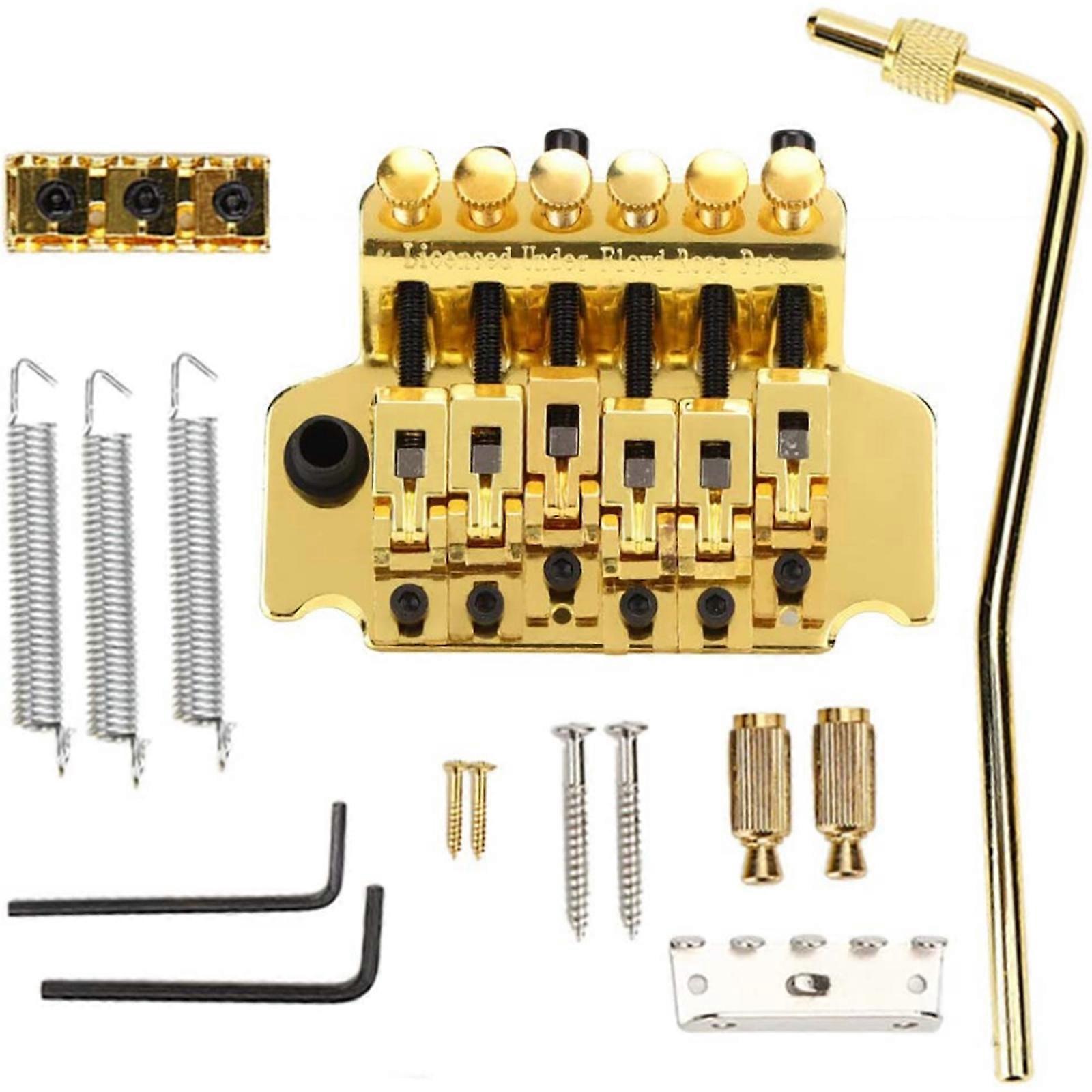 Unbrand Floyd Rose Double Locking Tremolo System Bridge for Electric Guitar Parts GD/SR/BK js Gold