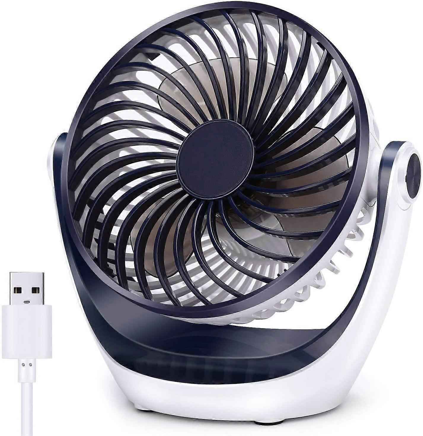 Ersam Desk Fan Small Table Fan with Strong Airflow Quiet Operation Portable Fan Speed Adjustable Head 360Rotatable 5.1 Inch