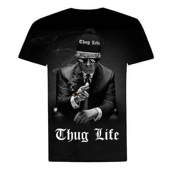 RockShark Funny Trump T-Shirt Thug Life Black M