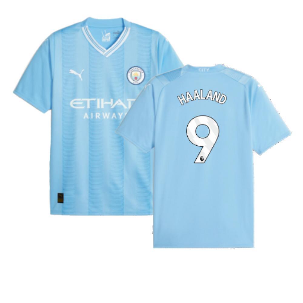 Puma 2023-2024 Man City Home Shirt (HAALAND 9) Blue Medium Adults