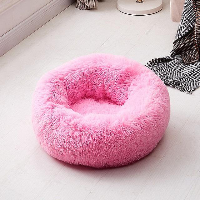 Slowmoose Round Plush Cat, Dogs - Winter Warm Sleeping Bed Deep pink 100cm /