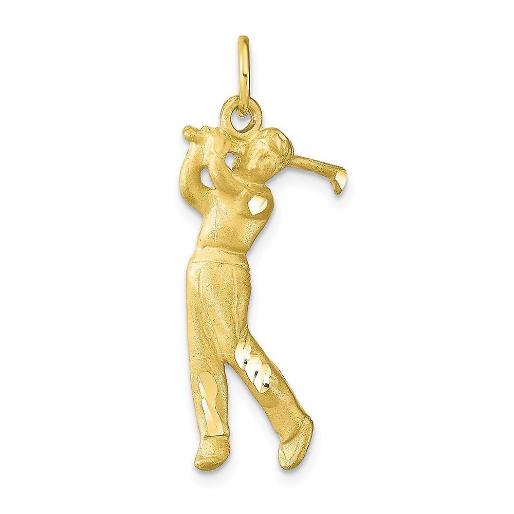 JewelryWeb 10k Yellow Gold Solid Satin GOLF Charm Pendant Necklace Measures 30x12mm Wide Jewelry for Women