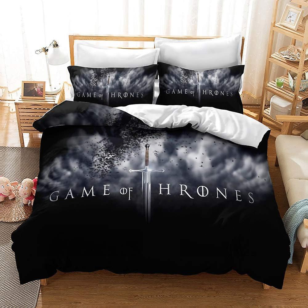 Kerota Bedding Duvet Cover Set - Game Of Thrones Microfiber Comforter Set 3 Pieces Duvet Cover And 2 Pillowcases ) Single135x200cm