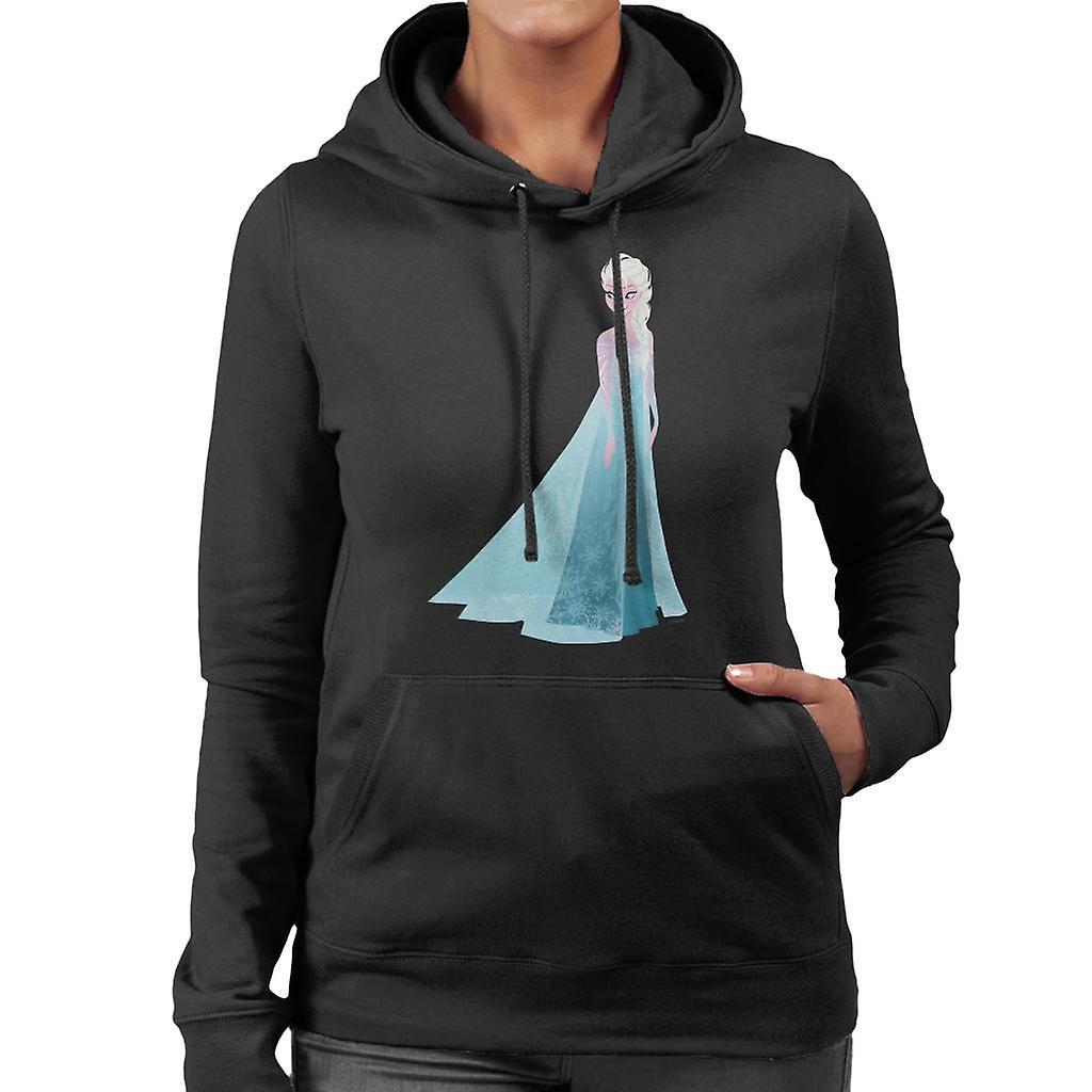 Disney Frozen Elsa Ice Dress Looking Down Women's Hooded Sweatshirt Black XX-Large