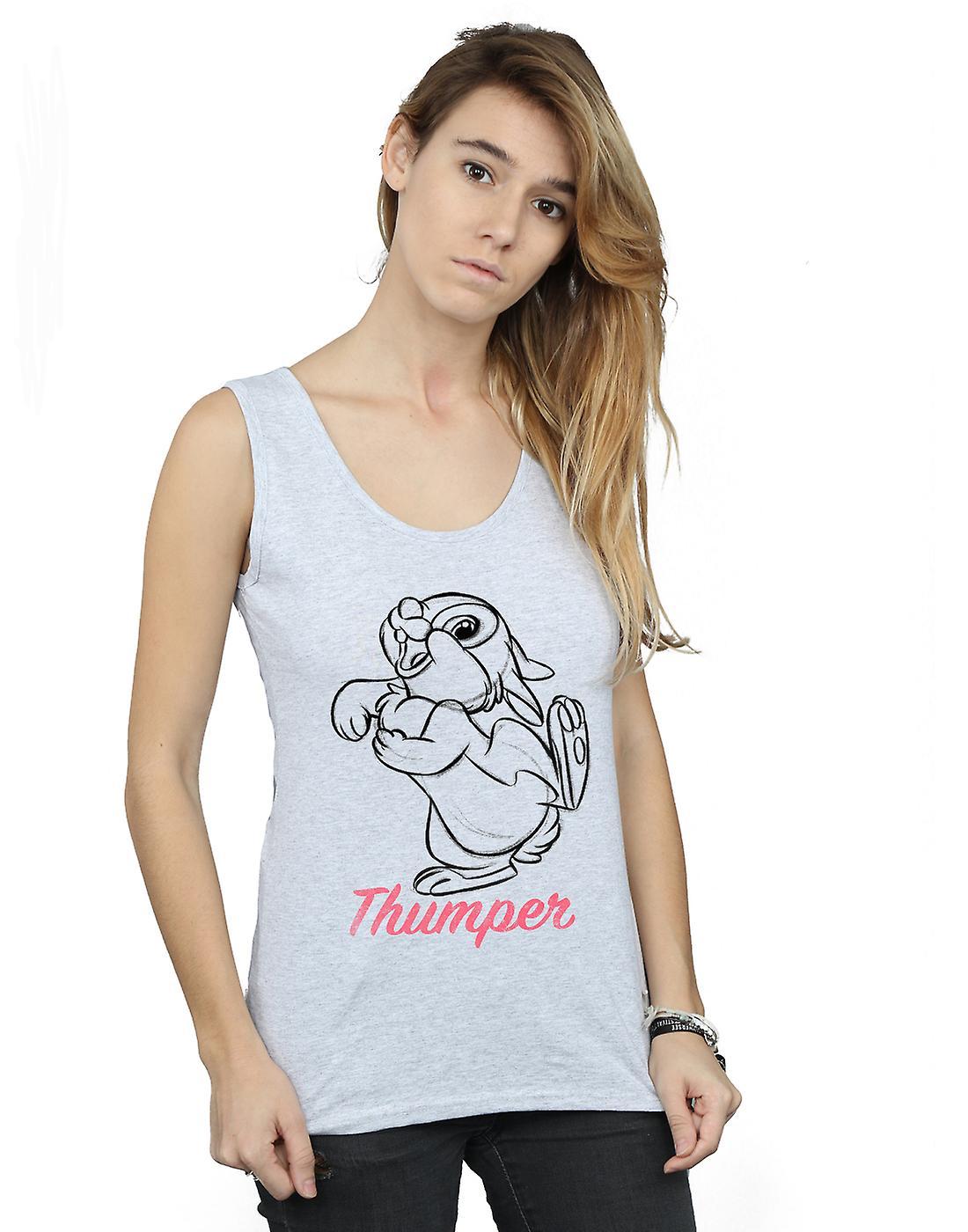 Absolute Cult Disney Women's Bambi Thumper Line Drawing Vest Sport Grey Small