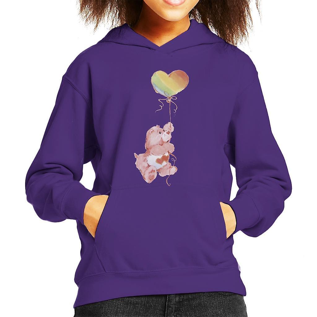 Care Bears Love A Lot Bear Rainbow Balloon Kid's Hooded Sweatshirt Purple X-Large (12-13 yrs)