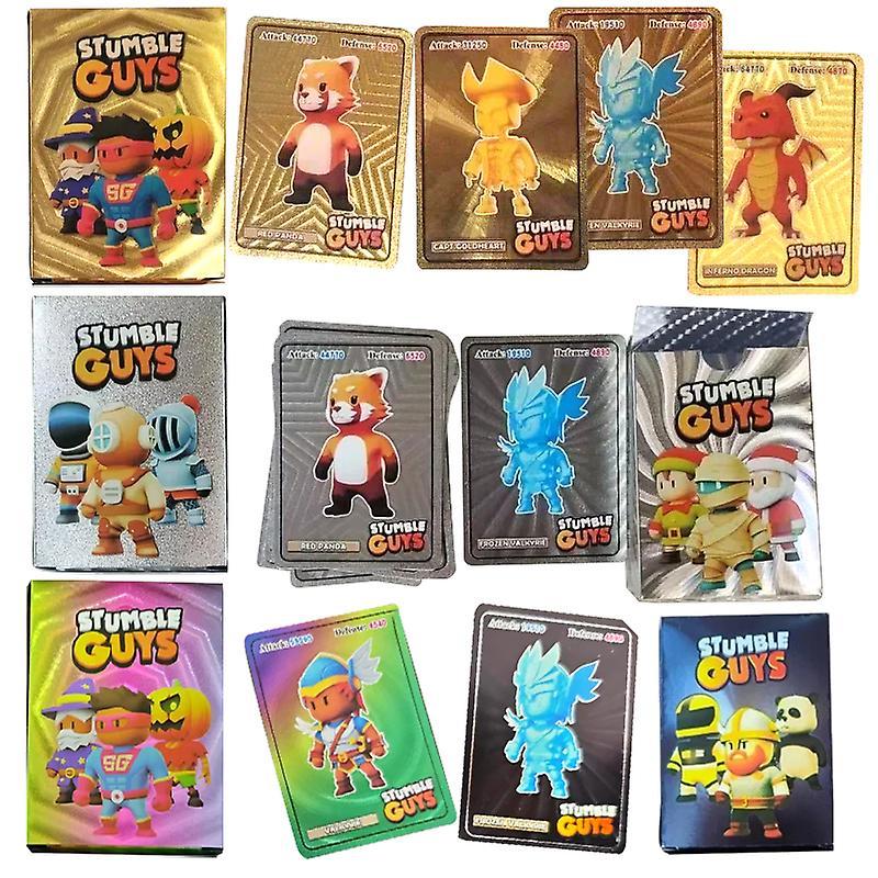 Treingi 2024 55pcs Stumble Guys Colourful Silver Black Golden Foil Cards Anime Board Game Toys Flash Trading Card Collection Children Gifts A83