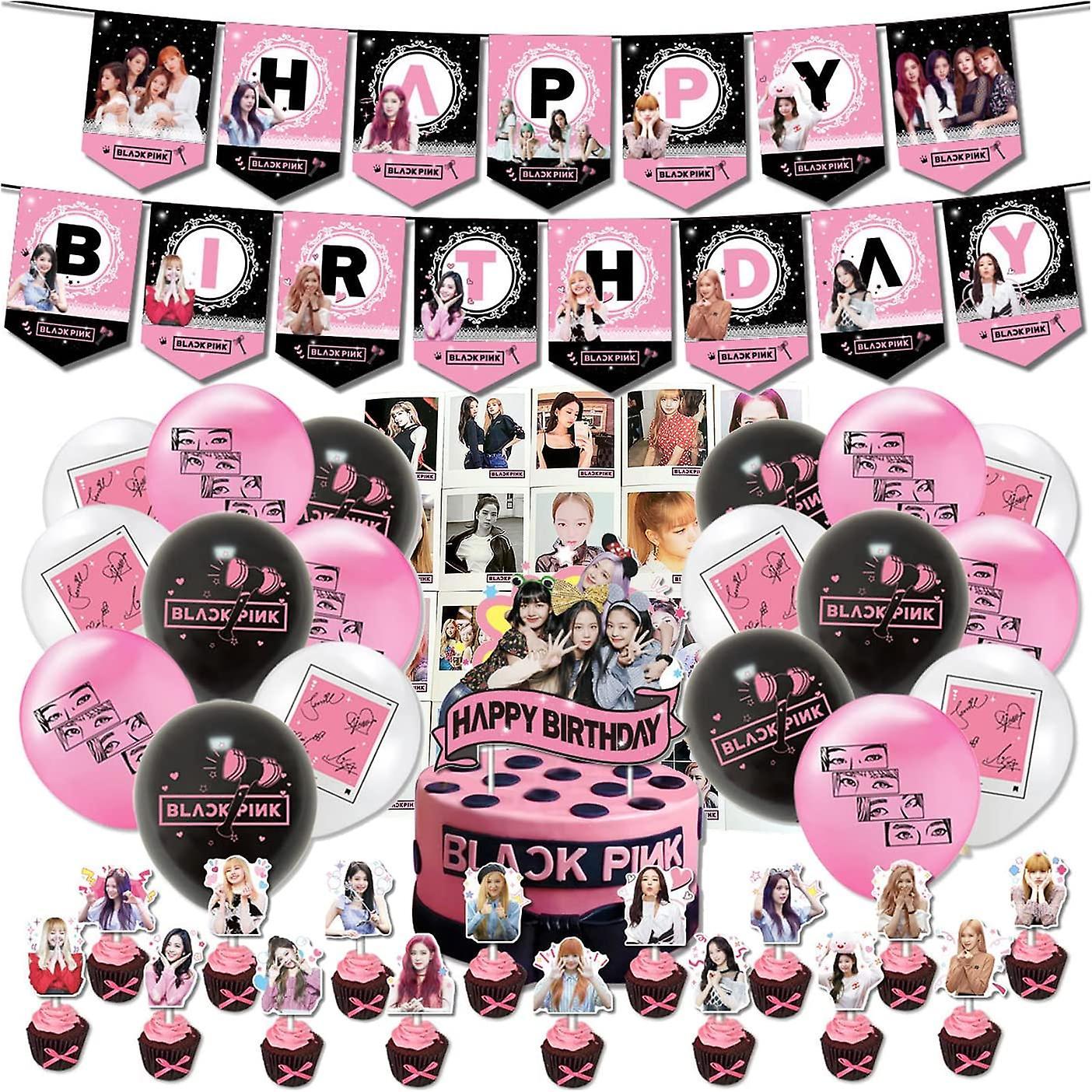 Liangnv Blackpink Party Supplies For Fans Birthday Party Decorations - 1 Blackpink Party Banner 18 Blackpink Party Balloons 17 Blackpink Cake Toppe...