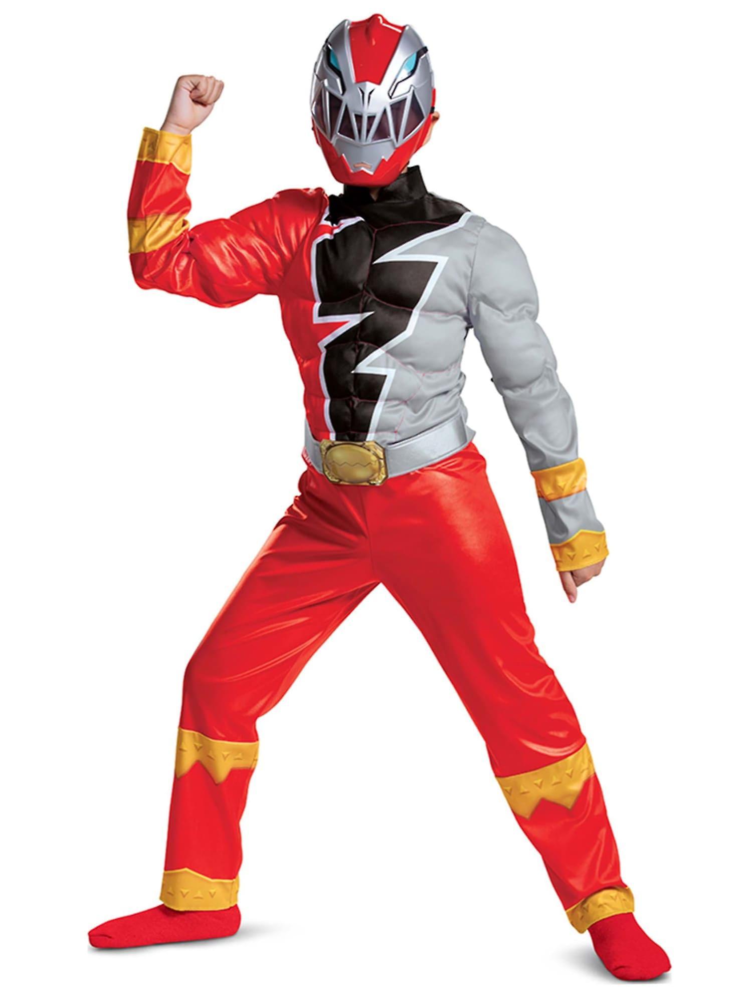 Disguise Red Ranger Deluxe Muscle Power Rangers Dino Fury Superhero Child Boys Costume Medium (7-8)