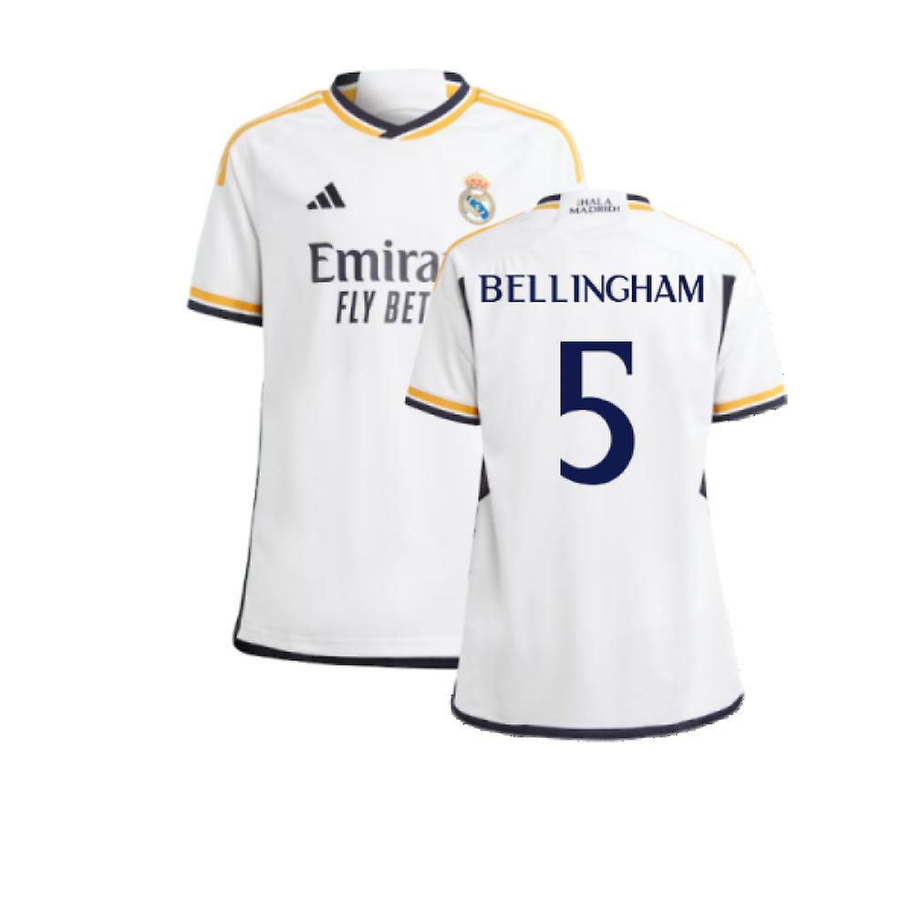 Adidas 2023-2024 Real Madrid Home Shirt (Kids) (Bellingham 5) White LB