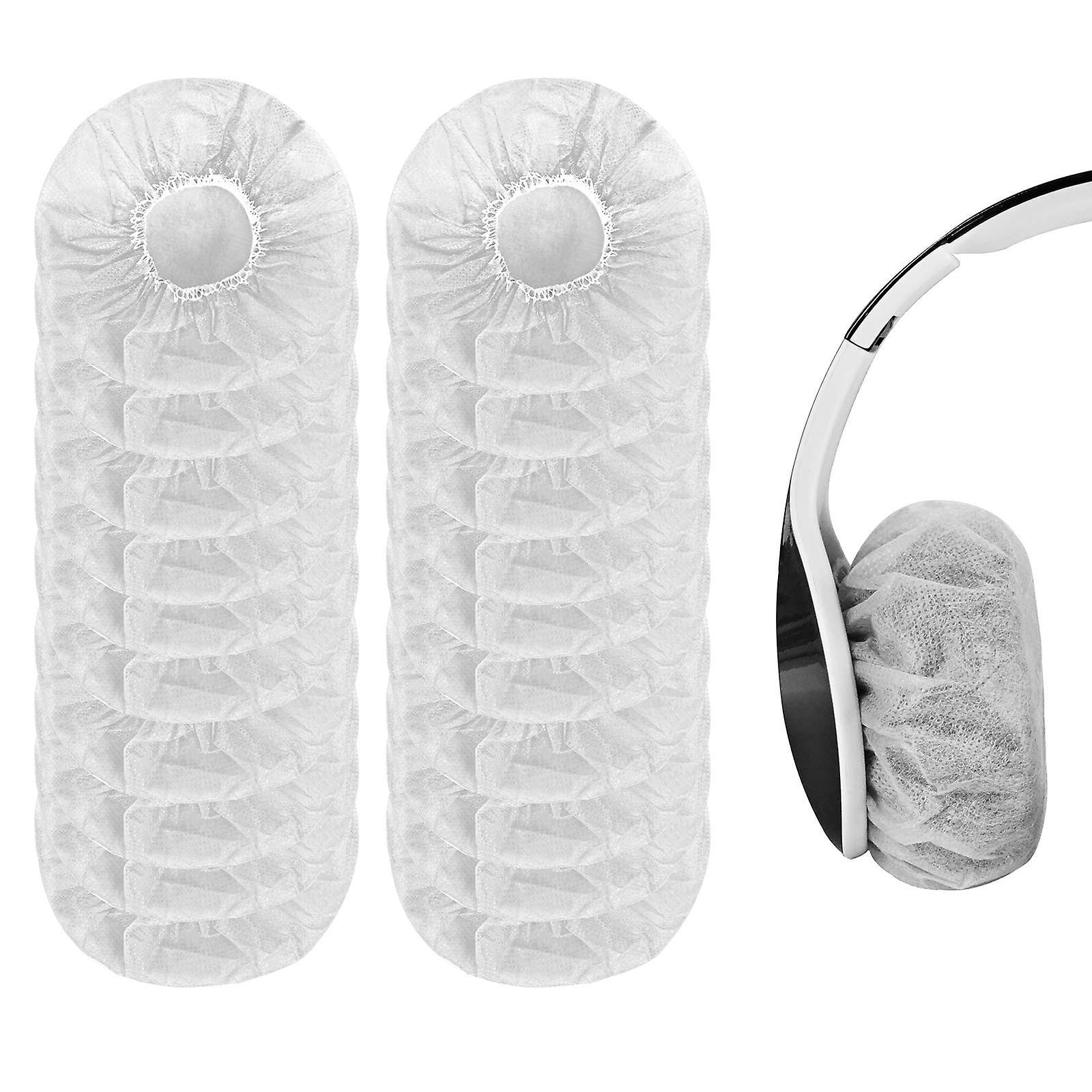 Elsavct 100 Pieces Headphone Earpad Covers, Disposable Non-Woven Fabric Headphone Covers/Headset Covers/Earpad Protector White