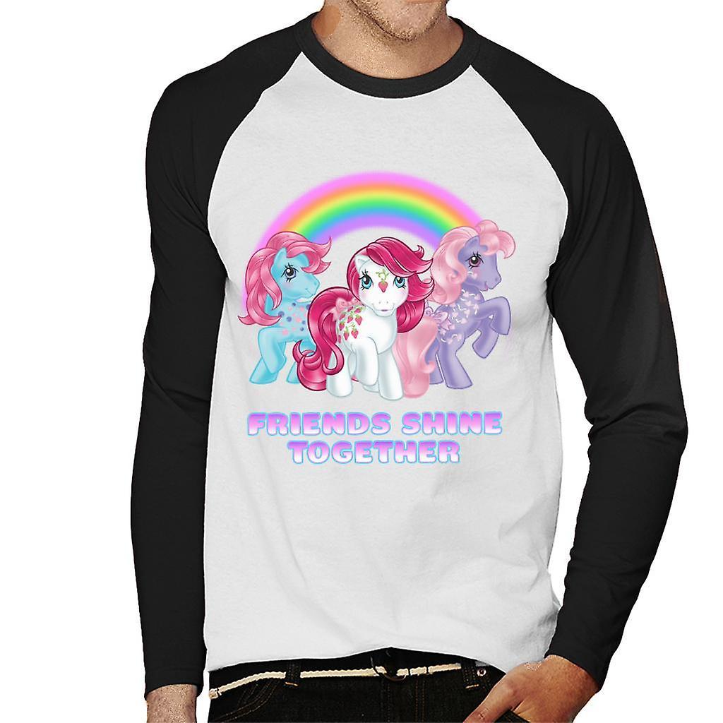 My Little Pony Friends Shine Together Men's Baseball Long Sleeved T-Shirt White/Black Medium